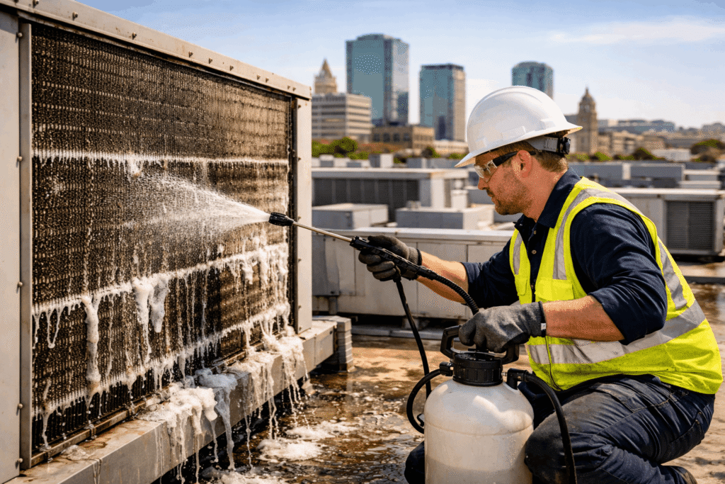 Professional commercial coil cleaning
